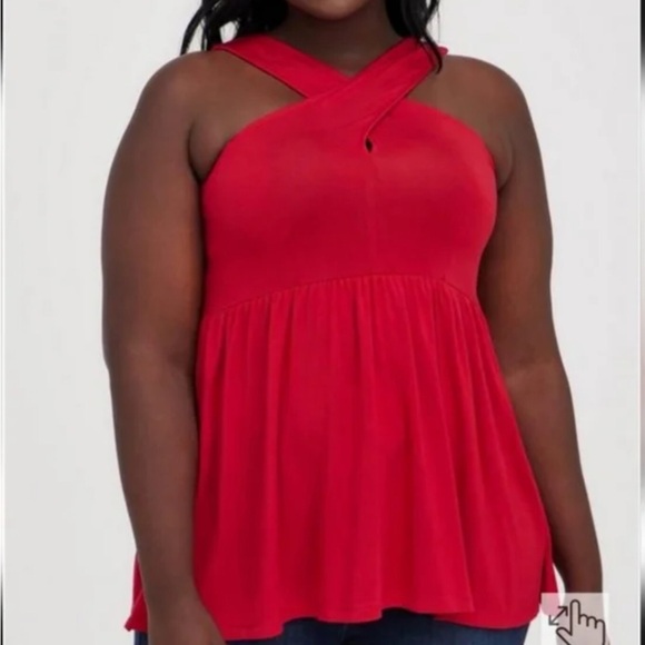 Torrid Super Soft Knits Red Tank Top-Criss-cross-Size 1X - Picture 3 of 5